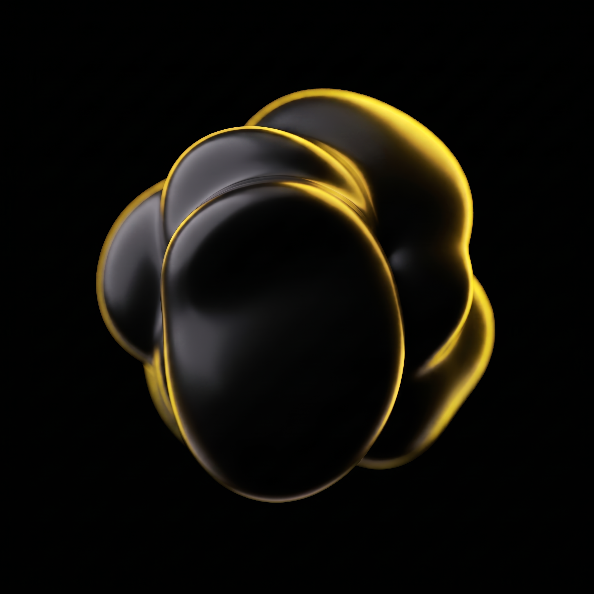 Abstract glossy 3D object lit by warm studio light
